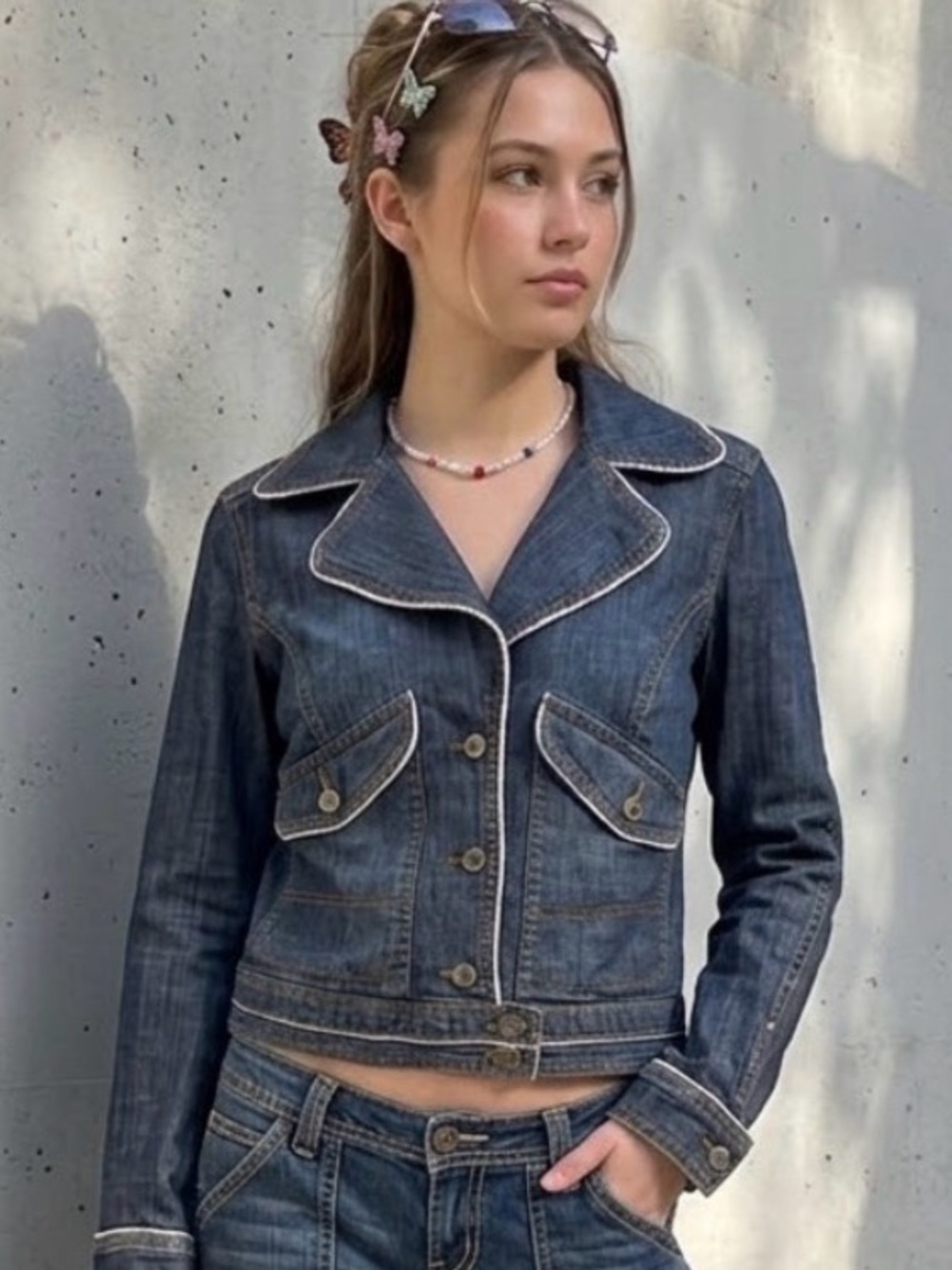 Polo by Ralph Lauren Dark Denim Jean Jacket with Contrast Piping